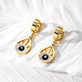 Gold Tone Evil Eye Huggie Drop Earrings in Five Designs view 7