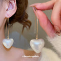 Red And Black Heart Long Wire Hook Earrings Jewelry Accessory view 4