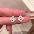 White Four Petal Starburst Stud Earrings Statement Jewelry view 4