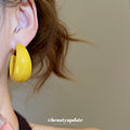 Glossy Resin Chunky Hoop Earrings in Four Earthy Colors view 4