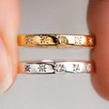 Gold Silver Thin Star Set Band Ring Clear Accents Alloy view 1