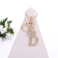 Crown Initial Letter Rhinestone Keychain Gold Tone Letters A-Z view 3