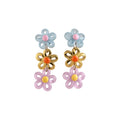 Colorful Flower Bead Necklace and Triple Flower Drop Earrings view 5