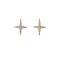 Gold Tone Clear Stone Four Point Starburst Stud Earrings view 5