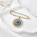 Gold Tone Rhinestone Evil Eye Safety Pin Brooches in Nine Designs view 6