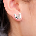 Frosted Butterfly Stud Earrings Rose Gold Gold White Gold view 4