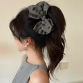 Gray Bow Print Fabric Oversized Hair Claw Clip 3 Styles view 3