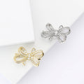 Small Crystal Ribbon Bow Brooch in Gold or Silver Tone view 1