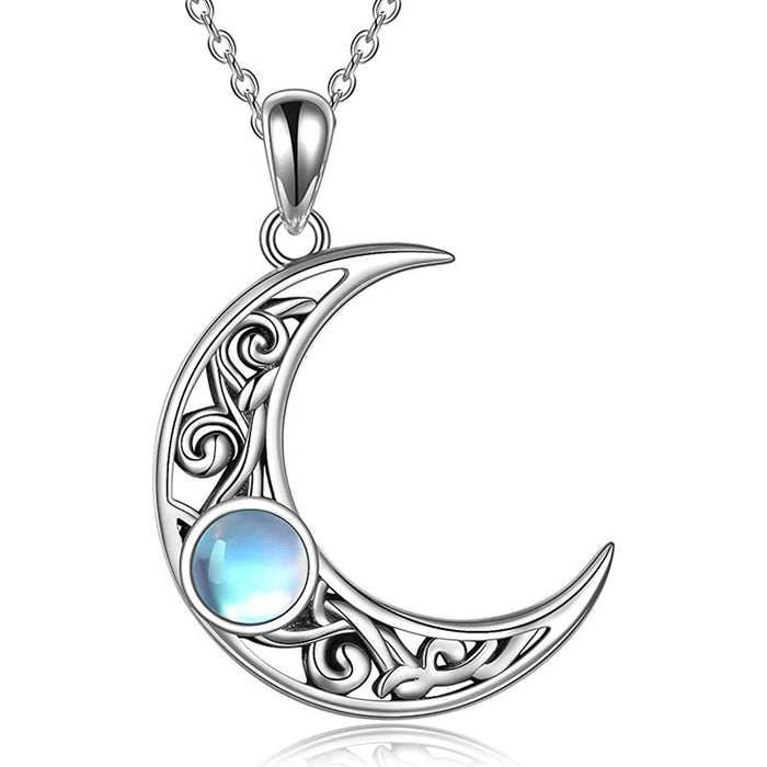 Silver Filigree Crescent Moon Pendant Necklace Alloy