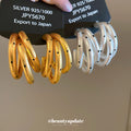 Triple Layer Curved Hoop Earrings in Gold Tone Statement Jewelry view 2