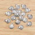 Silver Tone Scallop Shell Charms with Ridged Detail view 2