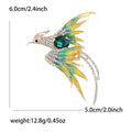 Gold Enamel Phoenix Brooch Rhinestone Wing Flying Bird Pin view 9
