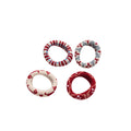 Knit Fabric Printed Elastic Hair Ties Four Piece Set view 5