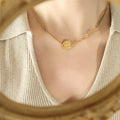 Gold Find Love Find Disc Mixed Chain Splice Necklace view 4
