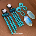 Turquoise Bead Tassel and Resin Drop Earrings in Two Designs view 2