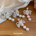 Pearl Triple Bead Bow Rhinestone Duckbill Hair Clips view 4