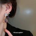 Crystal Branch Drop Earrings With Faceted Teardrop Beads view 4