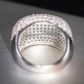 White Gold Tone Full Pave Dome Finger Ring Clear CZ Sizes 6-10 view 3