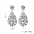 Silver Tone Ornate Teardrop Crystal Metal Dangle Earrings view 2