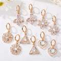 Gold Tone Clear Crystal Geometric Huggie Drop Earrings in Five Designs view 1