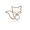 Minimal Open Line Fox Brooch in Silver or Gold Tone view 1
