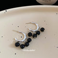 Beaded Cluster Hoop Earrings In Black And Red Statement Jewelry Design view 2