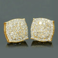 Square Cluster Clear Stone Stud Earrings In Two Metal Tones view 2