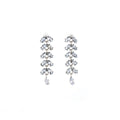 Silver Cascading Leaf Clear Look Long Stud Earrings view 5