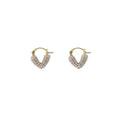 Gold Pearl Heart Huggie Hoop Earrings Seed Bead Cover view 5
