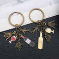 Four Finish Wine Opener Bottle Glass and Grape Keychains view 1