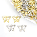 Pearl Body Crystal Butterfly Charms in Gold and Silver Tones view 1