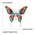 Floral Enamel Butterfly Brooch with Pearl Drop Details view 5