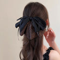 Black Satin Bow Leopard Fabric Hair Claw Clips 2 Colors view 7