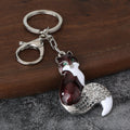 Fox Metal Keychain With Faceted Stones, Split Ring And Lobster Clasp view 4