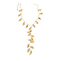 Leaf Cascade Y Necklace with Polished Metal Leaf Drops view 5