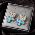 Silver Tone Colorful Flower Acrylic Long Hook Earrings in Eight Styles view 8