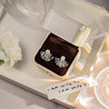 Gold Fan Shell Stud Earrings Pearl Crystal Accent Pair view 2