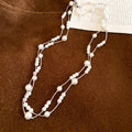 Red or White Beaded Long Necklace With Gold Tone Links view 7