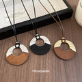 Layered Wood Disc Pendant Cord Necklace Jewelry Design view 3