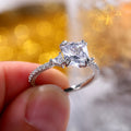 Silver Tone Emerald Cut Clear Stone Slim Pavé Band Ring view 3