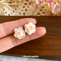 Pastel Camellia Flower Stud Earrings Fashion Jewelry view 4
