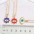 Gold Tone Enamel Evil Eye Pendant Necklaces in Five Shapes and Colors view 2