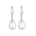 White Metal Teardrop Faux Pearl Drop Earrings Fishhook view 5