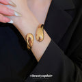 Three Mixed Sculptural Open Cuff Bracelets In Gold Or Silver Tone view 3