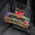 Transparent Resin Pressed Flower Rectangular Hair Claw Clip view 6