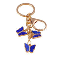 Enamel Triple Butterfly Keychain Gold Tone Metal Bag Charm view 5