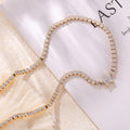 Gold Tone Star Zircon Tennis Necklace Titanium Steel Chain view 4