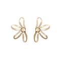 Openwork Flower Stud Earrings Gold Silver Metal Center view 5
