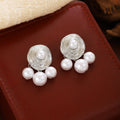Silver Wire Rosette Pearl Look Cluster Stud Earrings view 1