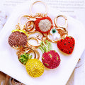 Mixed Crystal Fruit Keychains in Five Designs plus Assorted Style Option view 1